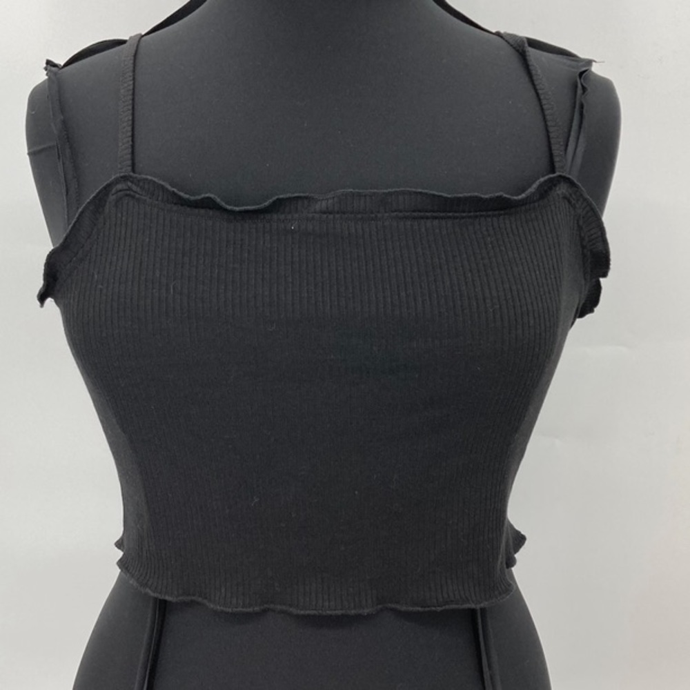 BP. Nordstrom Women’s Ruffle Black Cropped Tank Top